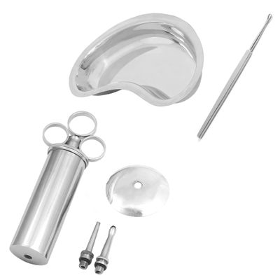 OdontoMed2011 3 Piece Ear Wax Cleaning/Kit, Ear Wax Syringe, Ear Wax Remover, Kidney Bowl Ear Wax Removal Syringe 8 Oz 8" Kidney Tray Ear Wax Remover Curette ODM