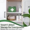 Flexzion Medicine Box, Home Pharmacy Box, 33 x 21 x 19 cm, Metal Medication Storage for Emergency, First Aid Cabinet, with Side Handles, Removable Tray & 5 Compartments, Green view 3