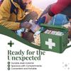 Flexzion Medicine Box, Home Pharmacy Box, 33 x 21 x 19 cm, Metal Medication Storage for Emergency, First Aid Cabinet, with Side Handles, Removable Tray & 5 Compartments, Green view 4