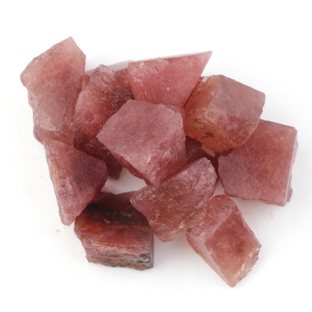 100g Bulk Lots Raw Rough Crystal Quartz Natural Rock Stone Amethyst Citrine Fluorite Mineral Specimen Garden Decor,Strawberry Crystal