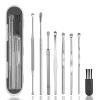 8 Pcs Ear Wax Removal Kit,Professional Double-Headed Ear Pick Earwax Removal Tools,316L Stainless Steel Ear Cleaner Curette with Cleaning Brush and Storage Box,Suit for Kid Adult(Silver) view 1
