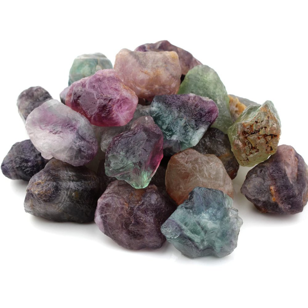 100g Bulk Lots Raw Rough Crystal Quartz Natural Rock Stone Amethyst Citrine Fluorite Mineral Specimen Garden Decor,Rainbow Fluorite