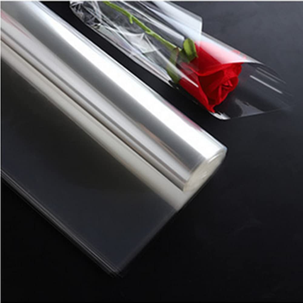 NatureMan 50 sheets Clear Cellophane flower wrapping paper,waterproof Clear Wrap Cellophane,for Flower Gift Baskets Wrap (Transparent)