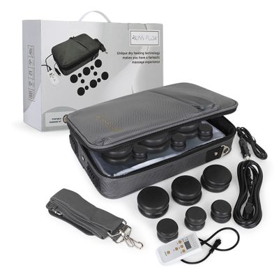 BlissFlow Hot Stones Massage Set with Warmer Kit  12 Basalt Massage Stones  Digital Electric Stone Warmer & Portable Heater  Hot Stones for Massage in Travel Carrying Bag