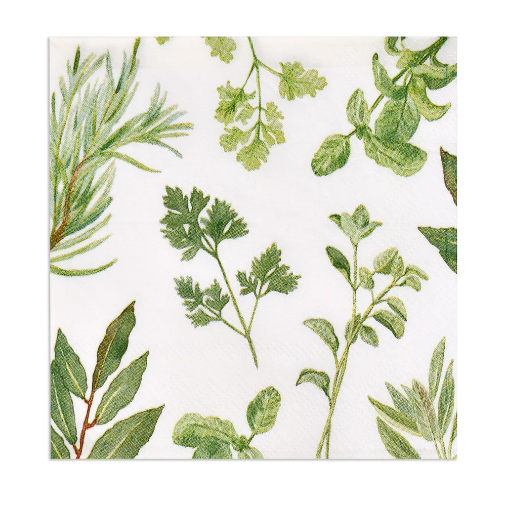 Gift Boutique 100 Herbs Botanical Cocktail Beverage Napkins Disposable Paper Spring Greenery Dessert Napkin for Spring Flower Wedding Holiday Birthday Party Bridal & Tableware Party Supplies