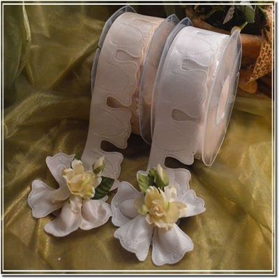 Ivory Pull Bow Ribbons , Confetti Flowers, Jordan Almonds Ribbons, Almond Favors Ribbons DIY Favors Flower Pull Bow Ribbon Almonds Made in Italy