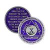 10 Year Sobriety Coin | Legacy AA Chip | Thick Triplate Recovery Anniversary Token (Purple) view 1