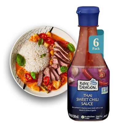 Blue Dragon Thai Sweet Chili Sauce, 10.5 Oz (Pack of 6), Dipping Sauce, Marinade, Squeezy Bottle, Gluten Free, Vegan