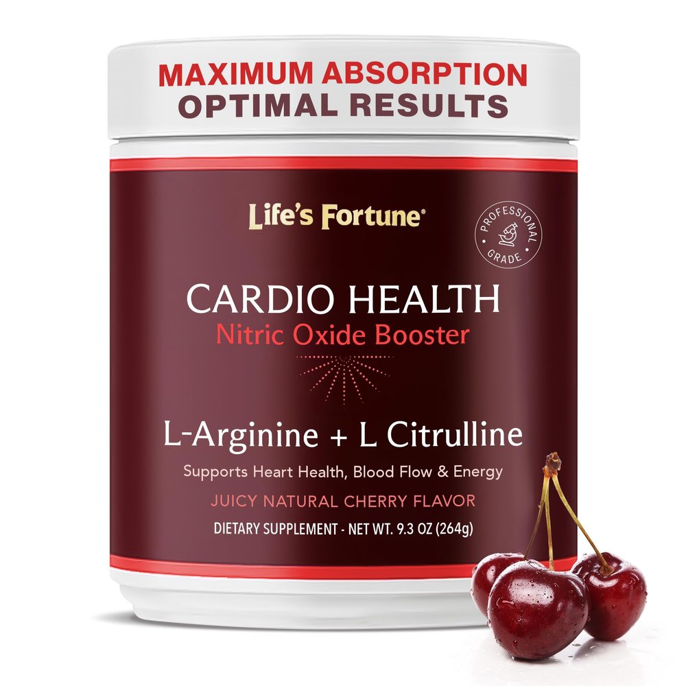 Life's Fortune 5000mg L- Arginine Supplement Powder & 1000mg L-Citrulline, High Potency Nitric Oxide Health Booster, Endurance, Workout Performance, Natural Cherry Flavor (20 Servings)