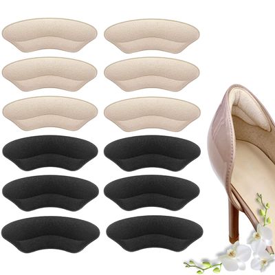 6 Pairs Premium Heel Grips for Women and Men Shoes - Self Adhesive Heel Cushions - Blister Prevention - Heel Inserts for Women - Heel Pads for Shoes Too Big - Back of Heel Protectors - Heel Liners