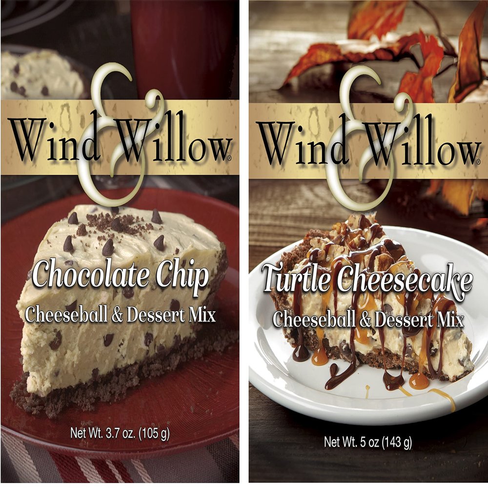 Wind & Willow Sweet Chocolate Chip and Turtle Cheesecake Cheeseball and Dessert Mix Variety Pack