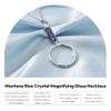 1928 Jewelry Montana Blue Pave Crystal Magnifying Glass Necklace for Women Pendant Enhancer, 30 Inch - Magnification Power: 2-3X, Multifunctional Magnifier Perfect for Reading Books, Made in USA view 2