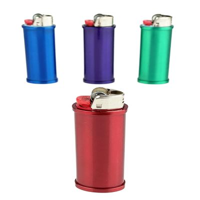 DIYLuxury 4-Pack Variety Pack Red Blue Green Purple Metal Lighter Case Reusable Lighter case Covers for Regular Bic J6 lighters (Red Blue Green Purple)