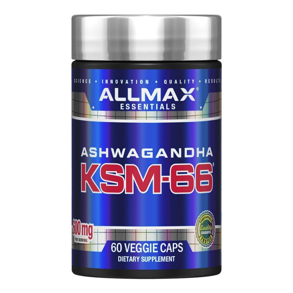 ALLMAX Essentials Ashwagandha KSM-66 (60 Veggie Caps) - Increase Muscle Strength & Recovery - Non-GMO, Gluten Free - 30 Servings