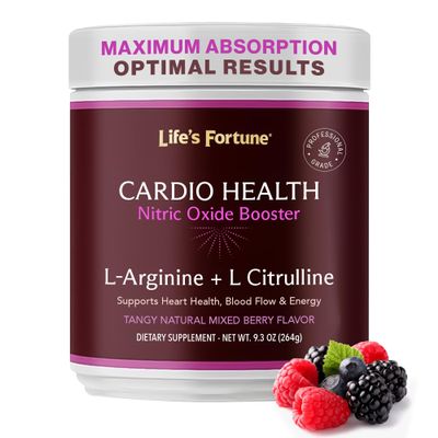 Life's Fortune 5000mg L- Arginine Supplement Powder & 1000mg L-Citrulline, High Potency Nitric Oxide Health Booster, Endurance, Workout Performance, Natural Mixed Berry Flavor (20 Servings)