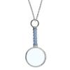 1928 Jewelry Light Sapphire Blue Pave Crystal Magnifying Glass Necklace For Women Pendant Enhancer, 30 Inch - Magnification Power: 2-3X, Multifunctional Magnifier Perfect For Reading Books, Made In USA view 1