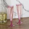 Homy Feel Pink Glitter Plastic Pink Wine Glasses 30 Pack,5 OZ Champagne Flutes Disposable for Party,Plastic Champagne Flutes,Mimosa Bar Glasse Supplies view 2