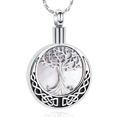 BIAIHQIE Urn Necklaces for Ashes Abalone Shell Cremation Jewelry for Ashes Tree of Life/Butterfly Cremation Keepsake,2