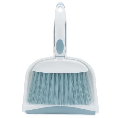 Broom Dustpan Brush Small Dust pan: Small Broom and Dustpan Set Mini Dust pan and Brush Set for Desk, Home, Camping Tent. (Light Blue)