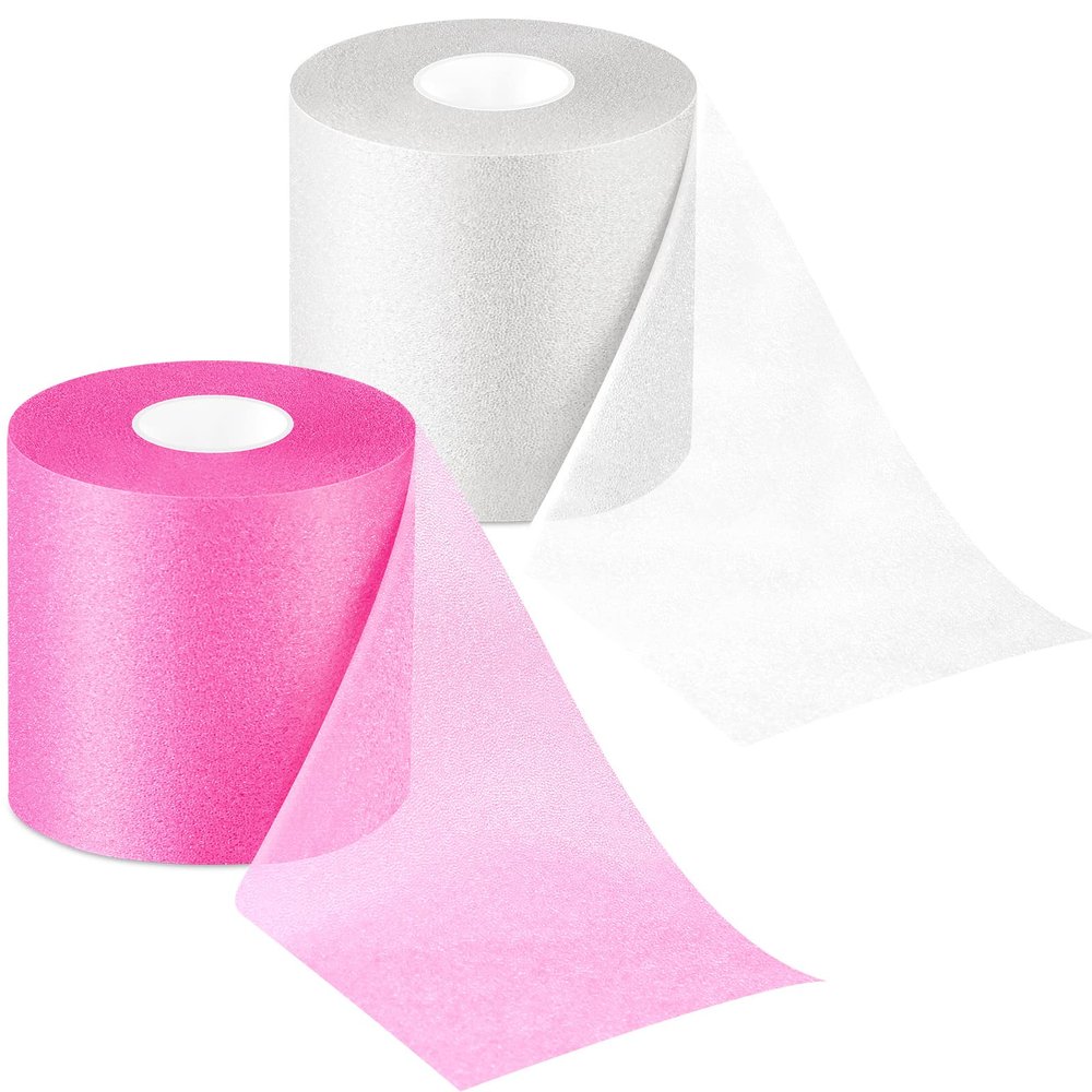 2 Rolls Prewrap Athletic Tape Foam Underwrap Tape Sports Foam Underwrap Bandage for Hair Wrists Elbows Knees Ankles, 2.75 Inches x 30 Yards(Pink, White)