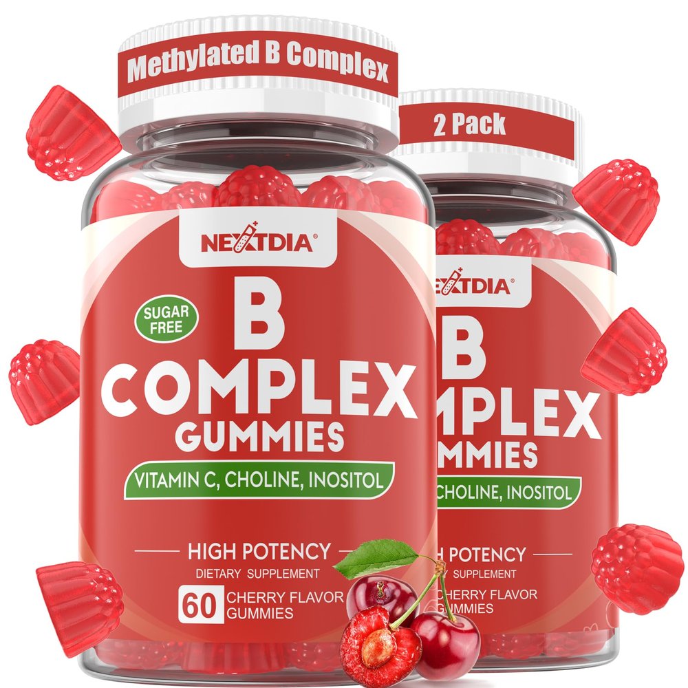 2Pack Vitamin B Complex Gummies, Vegan Vitamin B Gummies with 2000 mcg Methyl B12, Methyl Folate | Plus Choline + Inositol, Vitamin C + Zinc for Supports Energy, Mood, Immune, Healthy Hair, Skin