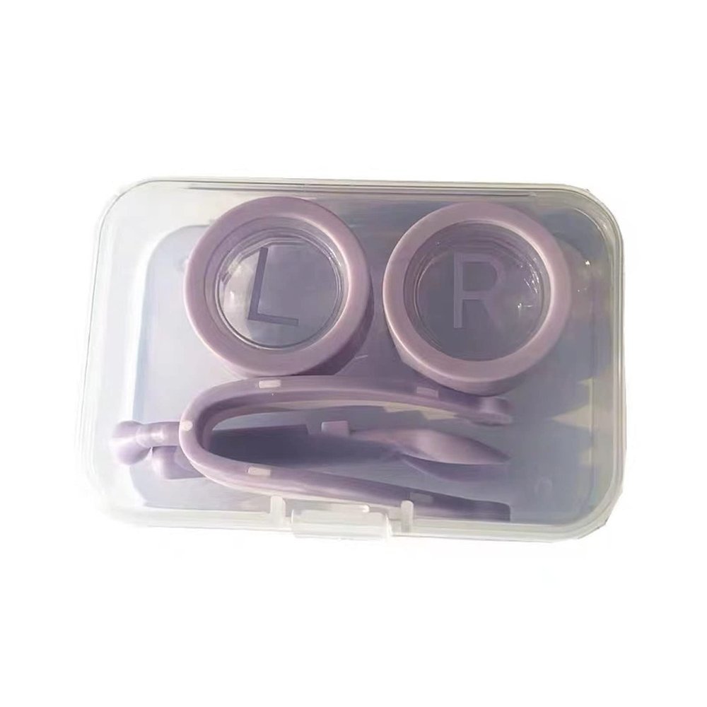 Soft Contact Lens Removal Kit with Contact Lens Inserter and Remover, Eye Lens Container with Tweezer Case, Portable Contact Lens Case for New Contact Lens Users and Girls with Long Nails for Everyday Use (Purple)