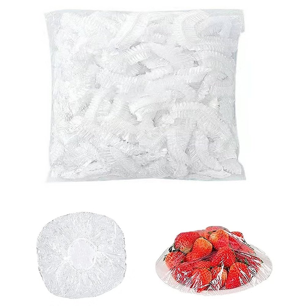 100 PCS Elastic Fresh Keeping Bags, Reusable Plastic Wrap Bowl Covers Kitchen Leftover Seal Caps Transparent Food Storage Cover for Bowl Plate Box Tray