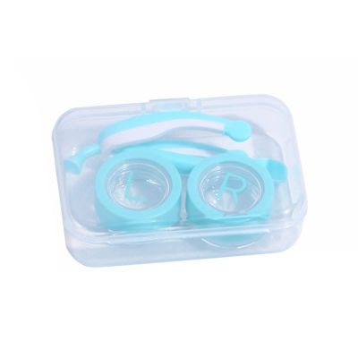 Soft Contact Lens Removal Kit with Contact Lens Inserter and Remover, Eye Lens Container with Tweezer Case, Portable Contact Lens Case for New Contact Lens Users and Girls with Long Nails for Everyday Use (Cyan)