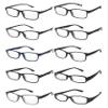 V.W.E. 10 Pairs Bulk Reading Glasses Men or Women Clear Lens Simple No Logo Readers (Men 01, 3.25, multiplier_x) view 1