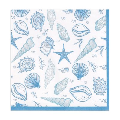 Gift Boutique 100 Nautical Seaside Cocktail Beverage Napkins Disposable Paper Seashell Sea Shore Ocean Beach Dessert Napkin for Summer Tropical Wedding Bridal & Birthday Coastal Dinner Party Supplies