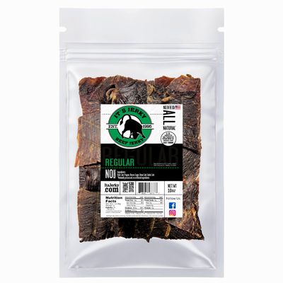 It's Jerky, Its Jerky Beef Jerky, Regular, 10 Ounce, 13g of Protein, 70 Calories, Premium Beef, 98% Fat Free, Keto, Gluten Free, High Protein Meat Snack, Original Beef Jerky