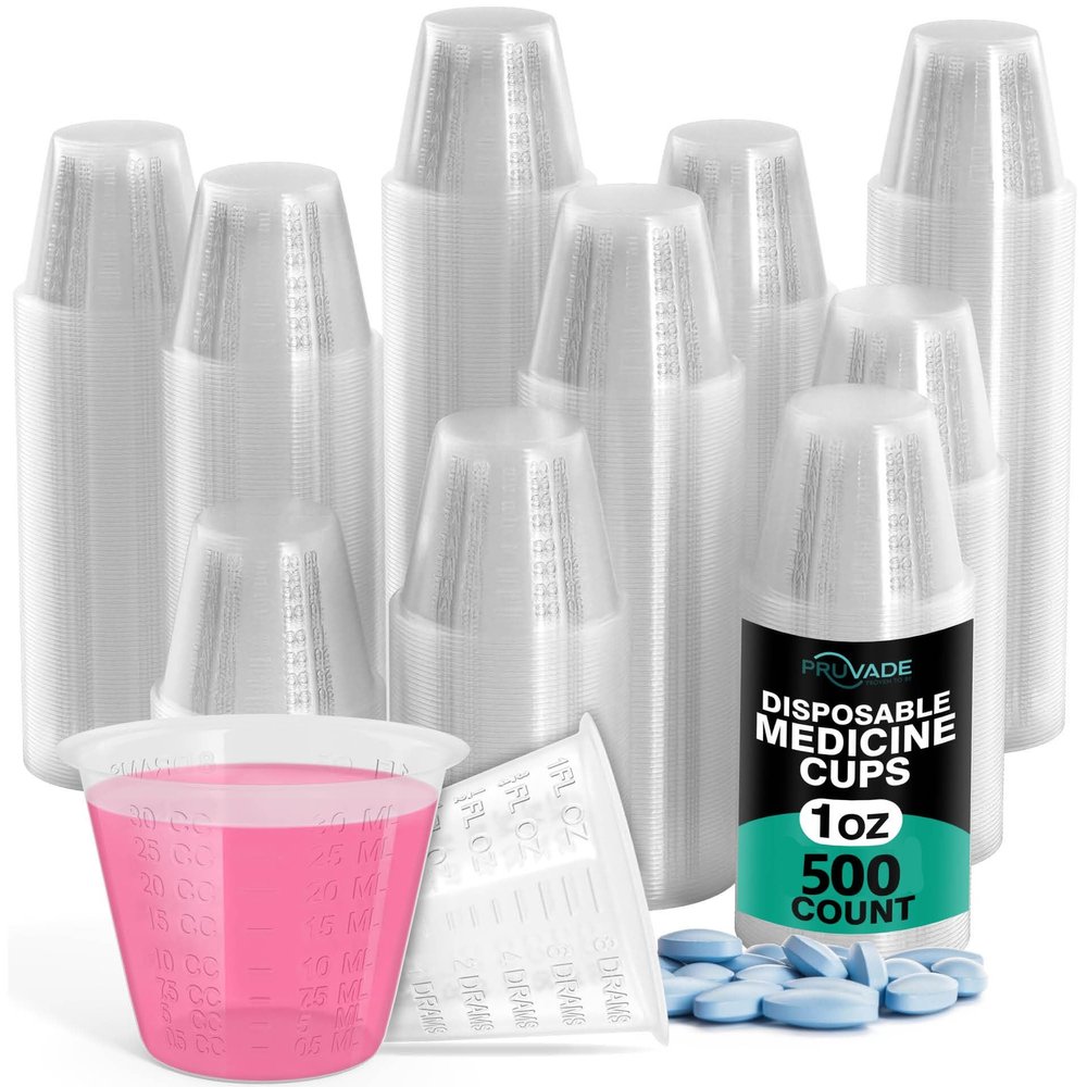 Pruvade 500 Pack 1-oz. Disposable Medicine Cups with Graduated Dosage Lines for Pills or Liquid, 500 Bulk Pack, Single Serve Measuring for Home, Nurse, Hospital, Medical Care |500 Pack