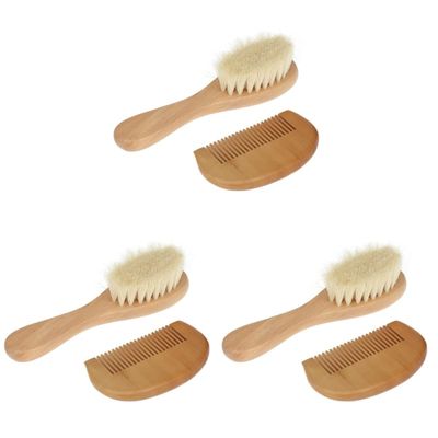 Healifty 6pcs Wooden Bathing Brush and Hair Comb Set Gentle Scalp Scrubber and Comfortable Comb for Daily Use for Newborns