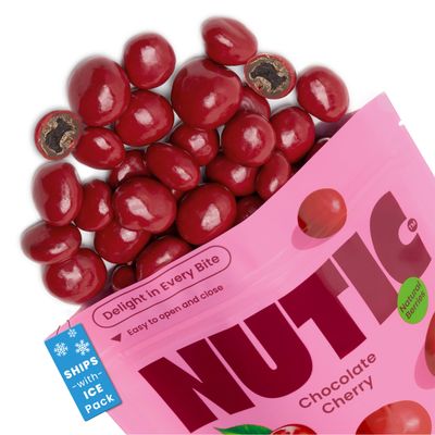 Nutic Chocolate Covered Cherries - 1LB, Tart Dried Fruit Coated in White and Milk Chocolate - Chocolate Dried Red Cherry Cordials - Birthday or Christmas Gifts - (Pack of 1)