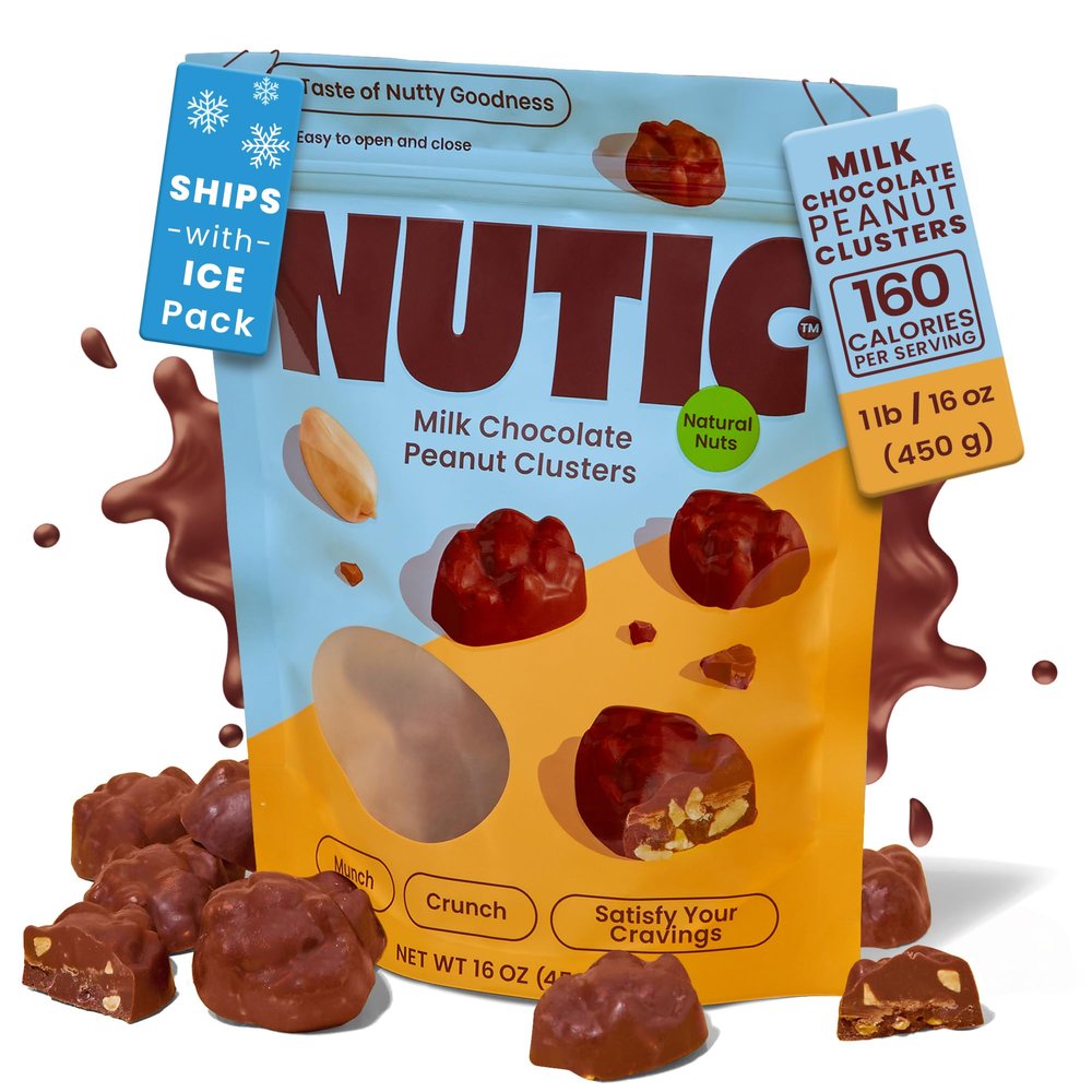 Nutic Gourmet Milk Chocolate Peanut Clusters - 1 lb, Crunchy Peanuts in Velvety, Ideal Snacks & Gifts, Chocolate Covered Peanut Delight, Made in the USA - Pack of 1