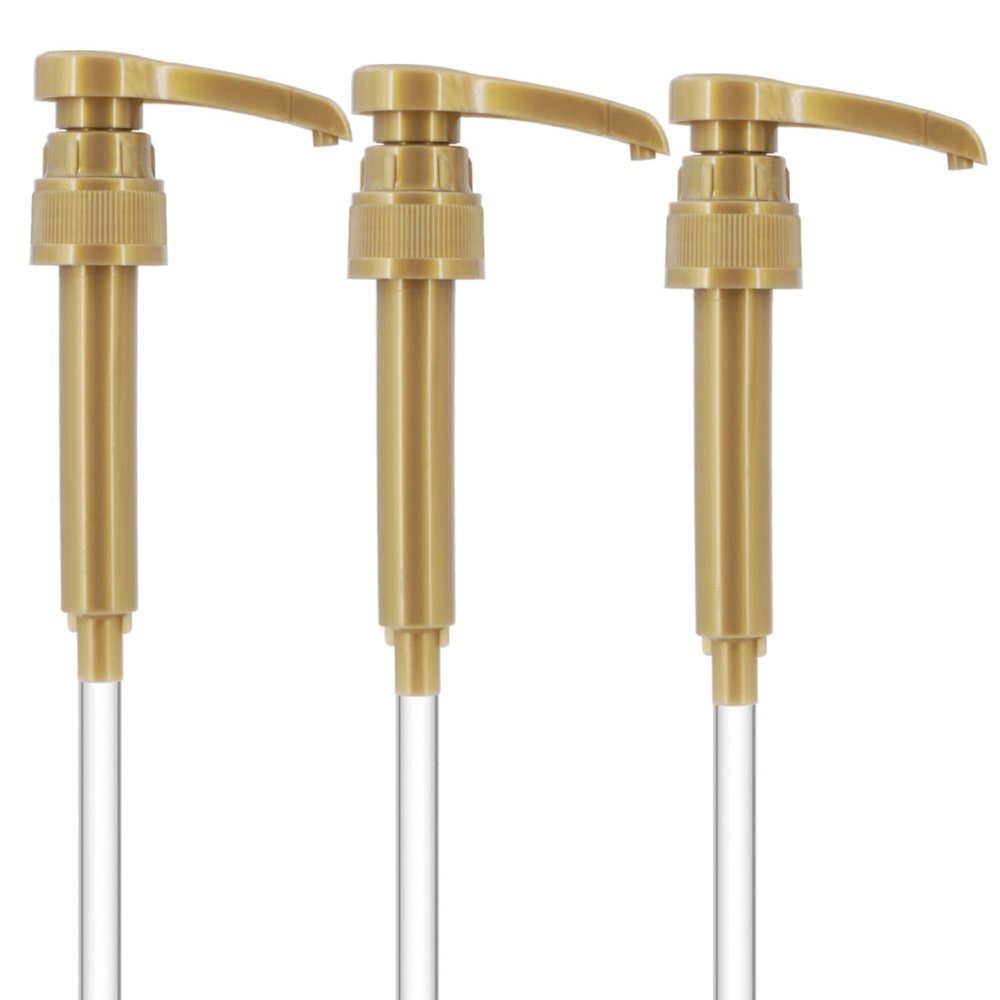 COODUM 3 Packs Coffee Syrup Pump Fits 750Ml Skinny Syrup Bottles, Pump Dispenser for Coffee Syrup Snow Cones, No Dripping, Ideal for Home Bar - Gold