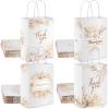 16 Pieces Thank You Gift Bags Floral Design 6 x 3 x 8 inches Flower Small Paper Bags with Handles Boho Favor Bags for Business Shopping Boutique Clothing Birthday Wedding Graduation Favors view 1