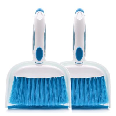 Small Broom and Dustpan Set, Small Dustpan and Brush Set, Mini Dust pan and Brush, Hand Broom and dust pan, Mini dustpans are Ideal for Cleaning Little Areas Like desks, Kitchens, pet Rooms. (2 Set)