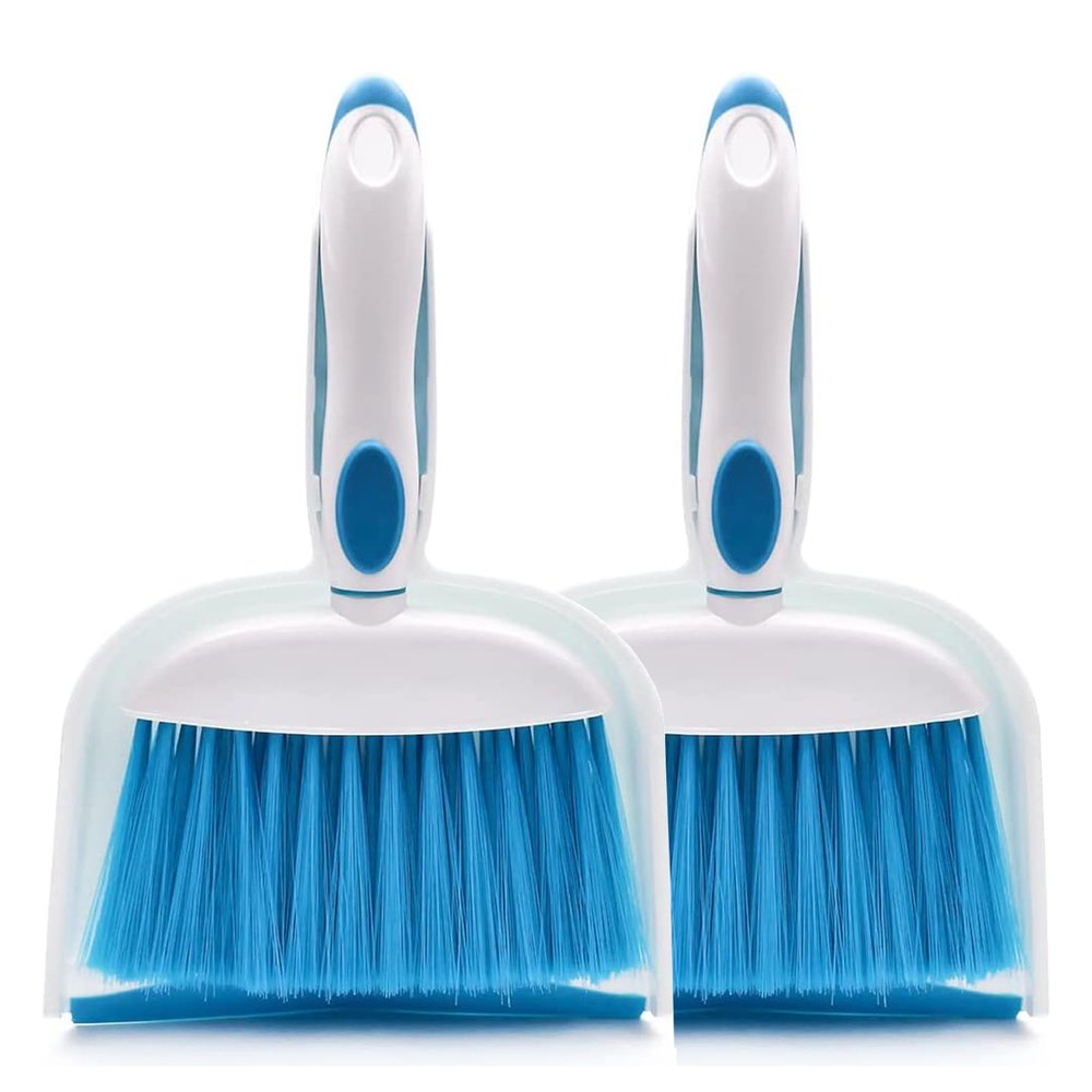 Small Broom and Dustpan Set, Small Dustpan and Brush Set, Mini Dust pan and Brush, Hand Broom and dust pan, Mini dustpans are Ideal for Cleaning Little Areas Like desks, Kitchens, pet Rooms. (2 Set)