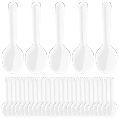 200pcs Mini Clear Plastic Spoons Disposable Spoons Small Dessert Mini Tasting Plastic Flatware for Jelly Ice Cream Appetizer