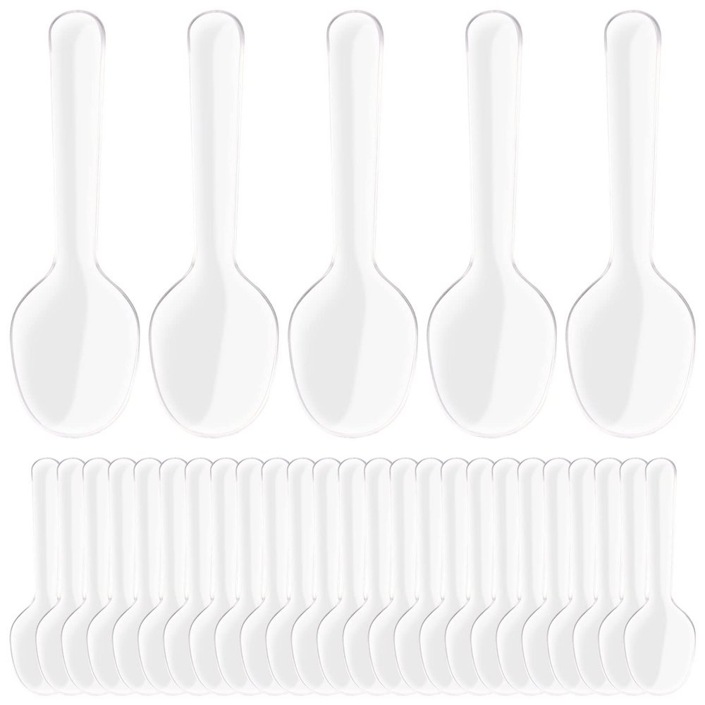 200pcs Mini Clear Plastic Spoons Disposable Spoons Small Dessert Mini Tasting Plastic Flatware for Jelly Ice Cream Appetizer