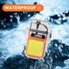 SUPRUS Waterproof 3 Modes of Flashlight Windproof Lighter Dual Arc Electric Rechargeable Dual Arc Plasma Lighter with Survival Emergency Whistle and Lanyard (Orange) view 4