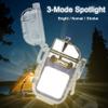 SUPRUS Waterproof 3 Modes of Flashlight Windproof Lighter Dual Arc Electric Rechargeable Dual Arc Plasma Lighter with Survival Emergency Whistle and Lanyard (Blue) view 3