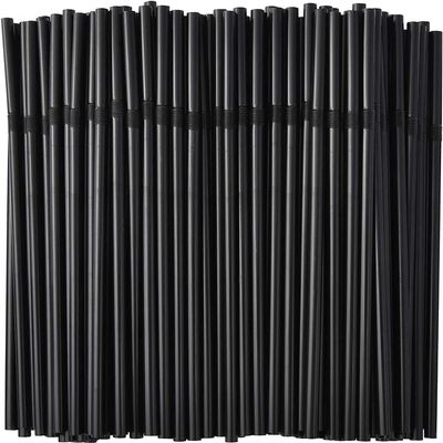 ALINK 100-Pack Black Flexible Drinking Straws, Plastic Disposable Bendy Straws - 7.75" x 0.23"