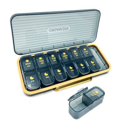7-Day Pill case 2 Times a Day, Pill Organizer 2 Times a Day,Am Pm Daily Pill Case Travel Pill Organizer,Large Capacity Pill Organizer for Medicine Vitamin Fish,14 Cells 2 Times a Day Pill Organizer