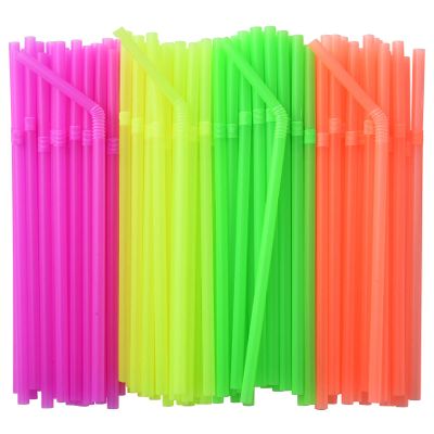 ALINK 100-PCS Neon Colored Flexible Drinking Straws, Plastic Disposable Bendy Straws - 7.75" x 0.23"