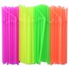 ALINK 100-PCS Neon Colored Flexible Drinking Straws, Plastic Disposable Bendy Straws - 7.75" x 0.23" view 1