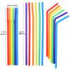 ALINK 100-Pack Solid Colors Flexible Drinking Straws, Plastic Disposable Bendy Straws - 7.75" x 0.23" view 2