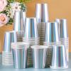 Funtery 100 Pcs Iridescent Paper Cups 9 oz Holographic Disposable Party Cups Beverage Drinkware Supplies for Bachelorette Birthday Disco Baby Shower Mermaid Party Wedding Anniversary Engagement view 1