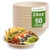 [50 COUNT]Harvest Pack PFAS FREE 24oz Compostable Bowls, Round Paper Bowls Heavy-Duty Eco-Friendly Disposable Bagasse Bowl, sugarcane made plant fibers for Meal Prep view 1